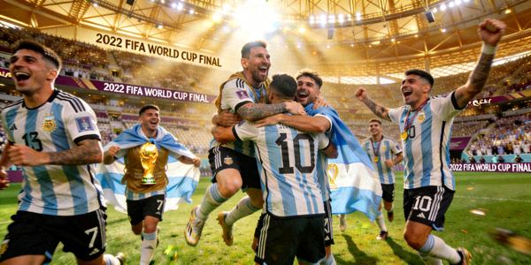 2022年卡塔尔世界杯决赛阿根廷队庆祝夺冠的精彩瞬间